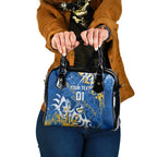 Personalized Parramatta Eels Rugby Shoulder Handbag Urban Street Graffiti Style - Distressed Splatter Elements