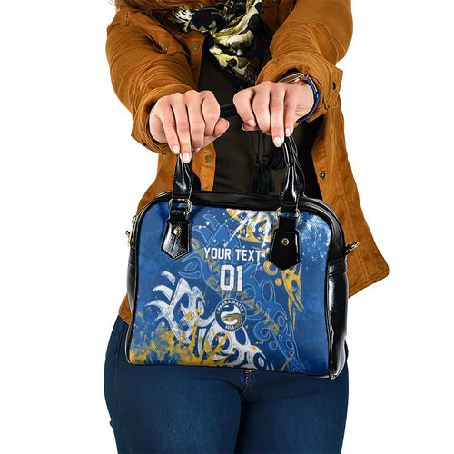 Personalized Parramatta Eels Rugby Shoulder Handbag Urban Street Graffiti Style - Distressed Splatter Elements