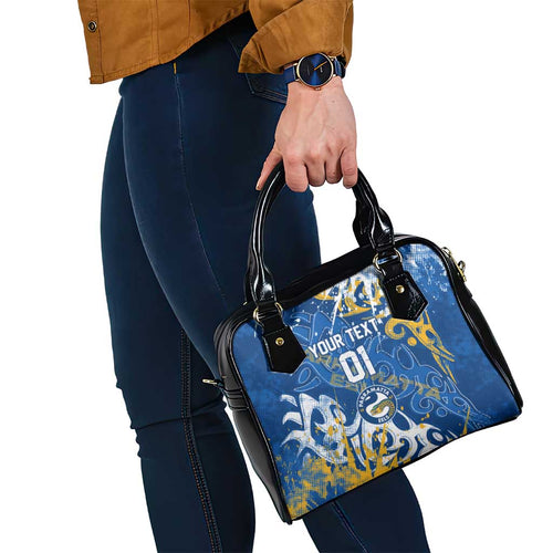 Personalized Parramatta Eels Rugby Shoulder Handbag Urban Street Graffiti Style - Distressed Splatter Elements