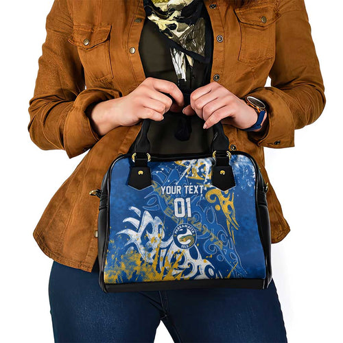 Personalized Parramatta Eels Rugby Shoulder Handbag Urban Street Graffiti Style - Distressed Splatter Elements