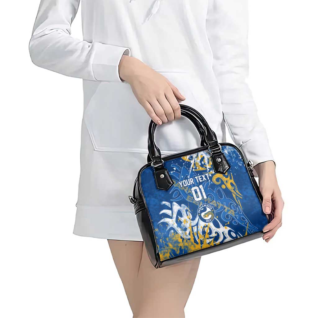 Personalized Parramatta Eels Rugby Shoulder Handbag Urban Street Graffiti Style - Distressed Splatter Elements