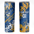 Personalized Parramatta Eels Rugby Skinny Tumbler Urban Street Graffiti Style - Distressed Splatter Elements