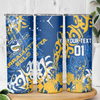Personalized Parramatta Eels Rugby Skinny Tumbler Urban Street Graffiti Style - Distressed Splatter Elements