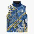 Personalized Parramatta Eels Rugby Sleeveless Puffer Jacket Urban Street Graffiti Style - Distressed Splatter Elements