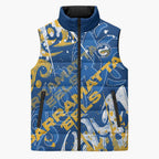 Personalized Parramatta Eels Rugby Sleeveless Puffer Jacket Urban Street Graffiti Style - Distressed Splatter Elements