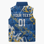 Personalized Parramatta Eels Rugby Sleeveless Puffer Jacket Urban Street Graffiti Style - Distressed Splatter Elements