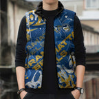 Personalized Parramatta Eels Rugby Sleeveless Puffer Jacket Urban Street Graffiti Style - Distressed Splatter Elements