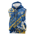 Personalized Parramatta Eels Rugby Sleeveless Zip Hoodie Urban Street Graffiti Style - Distressed Splatter Elements