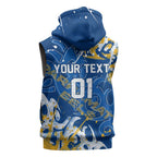 Personalized Parramatta Eels Rugby Sleeveless Zip Hoodie Urban Street Graffiti Style - Distressed Splatter Elements