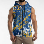 Personalized Parramatta Eels Rugby Sleeveless Zip Hoodie Urban Street Graffiti Style - Distressed Splatter Elements