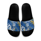 Personalized Parramatta Eels Rugby Slide Sandals Urban Street Graffiti Style - Distressed Splatter Elements