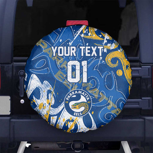 Personalized Parramatta Eels Rugby Spare Tire Cover Urban Street Graffiti Style - Distressed Splatter Elements