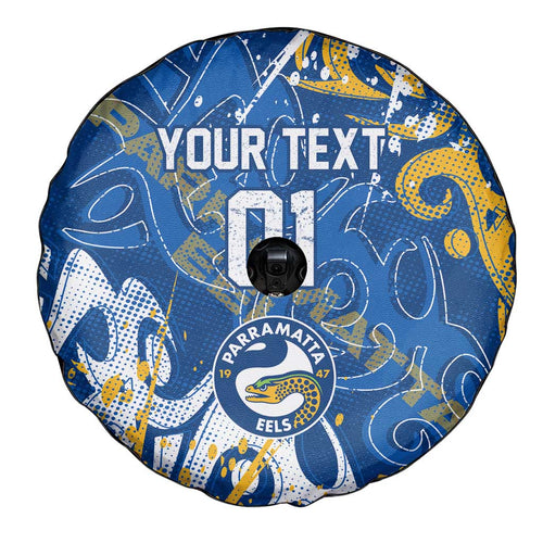 Personalized Parramatta Eels Rugby Spare Tire Cover Urban Street Graffiti Style - Distressed Splatter Elements