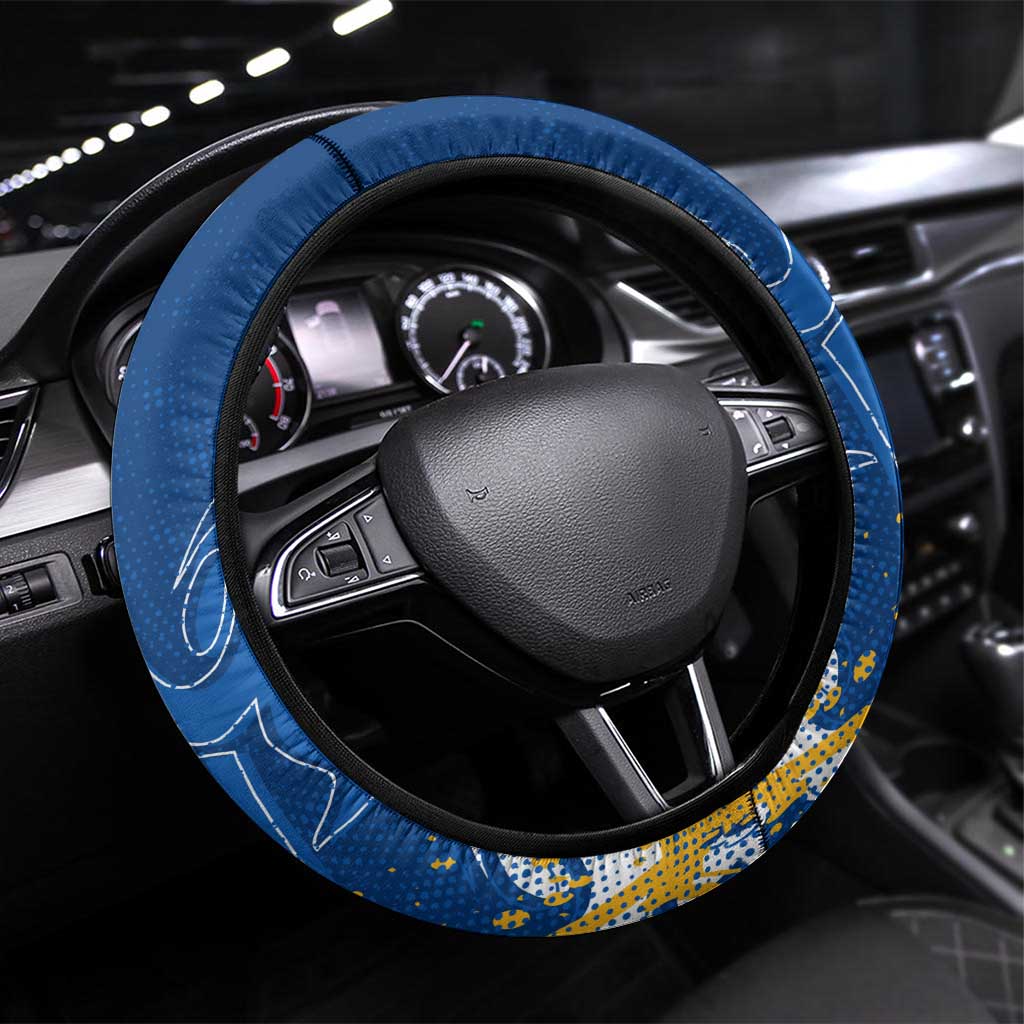 Parramatta Eels Rugby Steering Wheel Cover Urban Street Graffiti Style - Distressed Splatter Elements