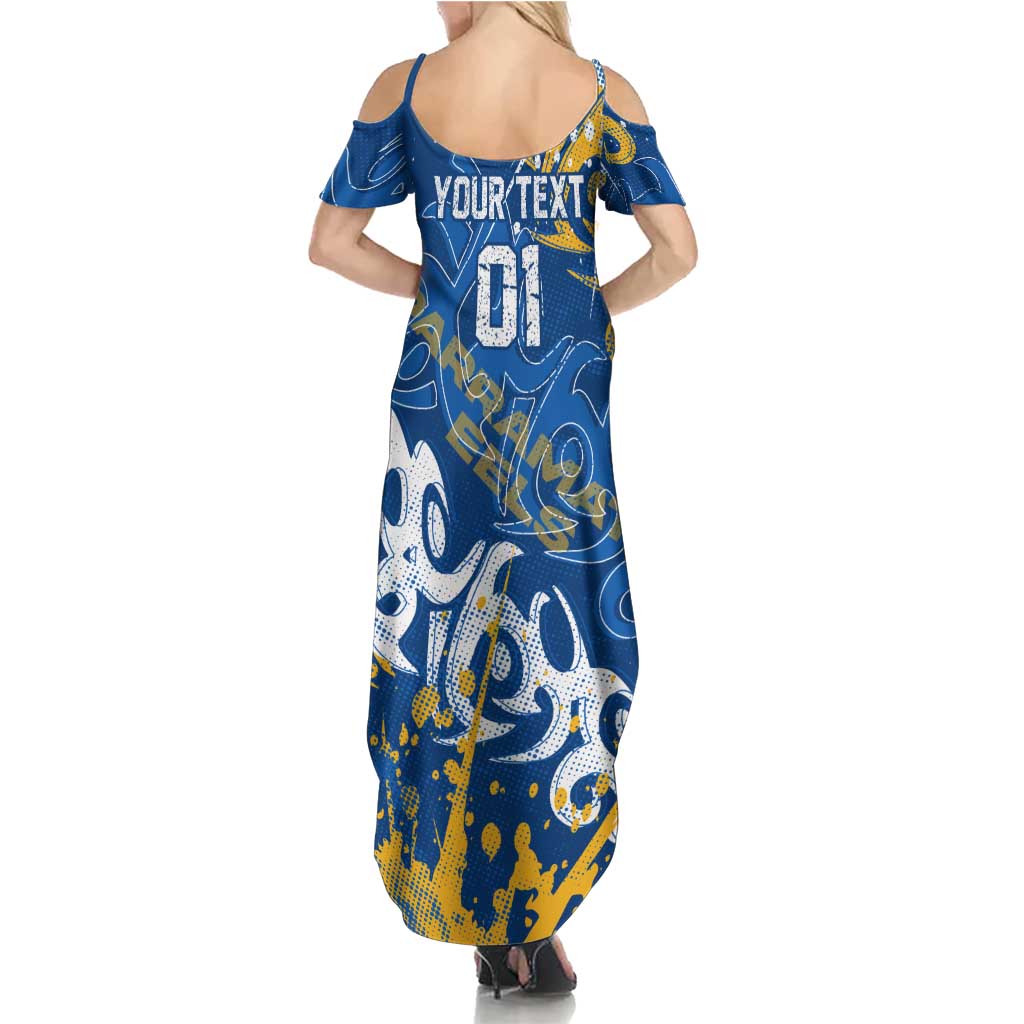 Personalized Parramatta Eels Rugby Summer Maxi Dress Urban Street Graffiti Style - Distressed Splatter Elements