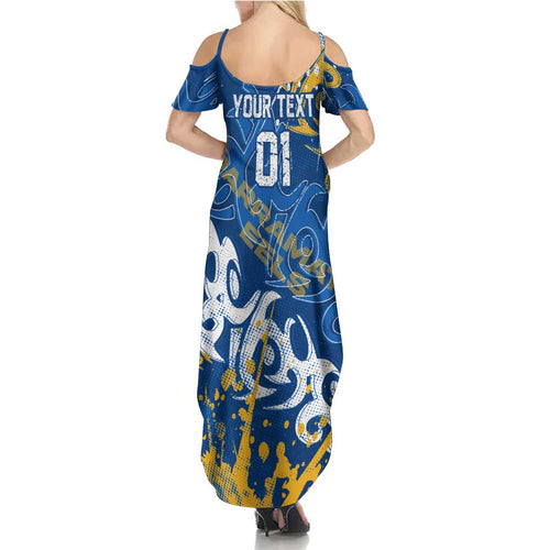 Personalized Parramatta Eels Rugby Summer Maxi Dress Urban Street Graffiti Style - Distressed Splatter Elements