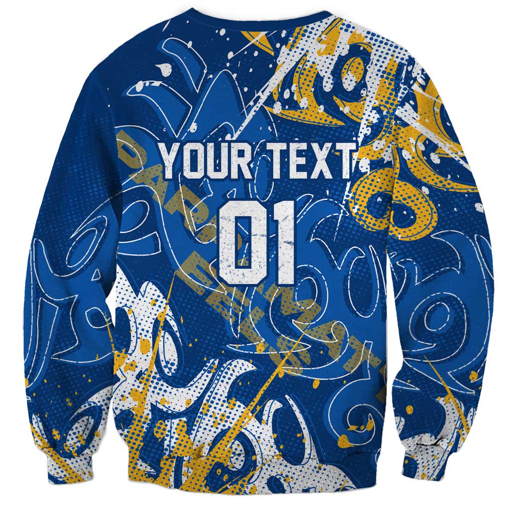 Personalized Parramatta Eels Rugby Sweatshirt Urban Street Graffiti Style - Distressed Splatter Elements