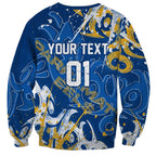 Personalized Parramatta Eels Rugby Sweatshirt Urban Street Graffiti Style - Distressed Splatter Elements