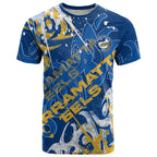 Personalized Parramatta Eels Rugby T Shirt Urban Street Graffiti Style - Distressed Splatter Elements