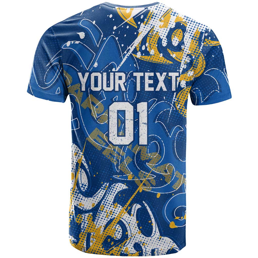 Personalized Parramatta Eels Rugby T Shirt Urban Street Graffiti Style - Distressed Splatter Elements