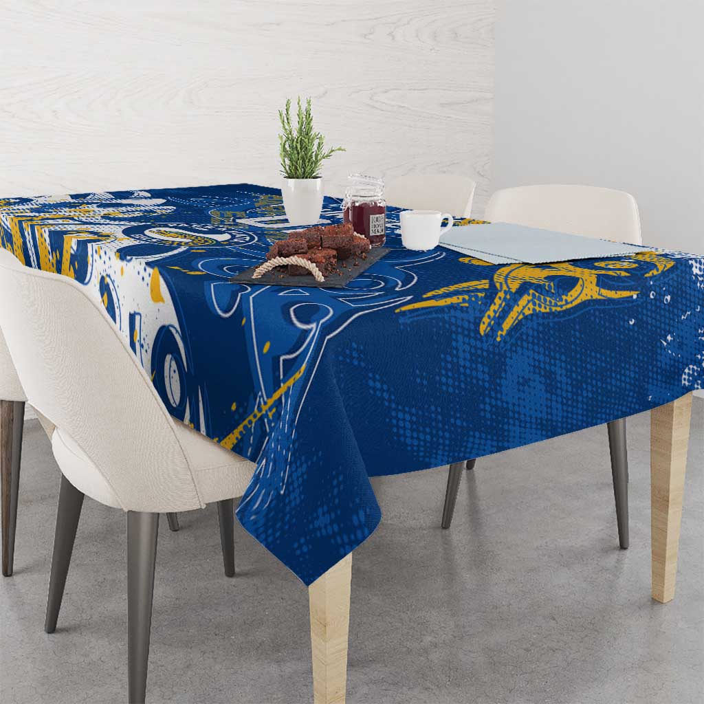 Personalized Parramatta Eels Rugby Tablecloth Urban Street Graffiti Style - Distressed Splatter Elements