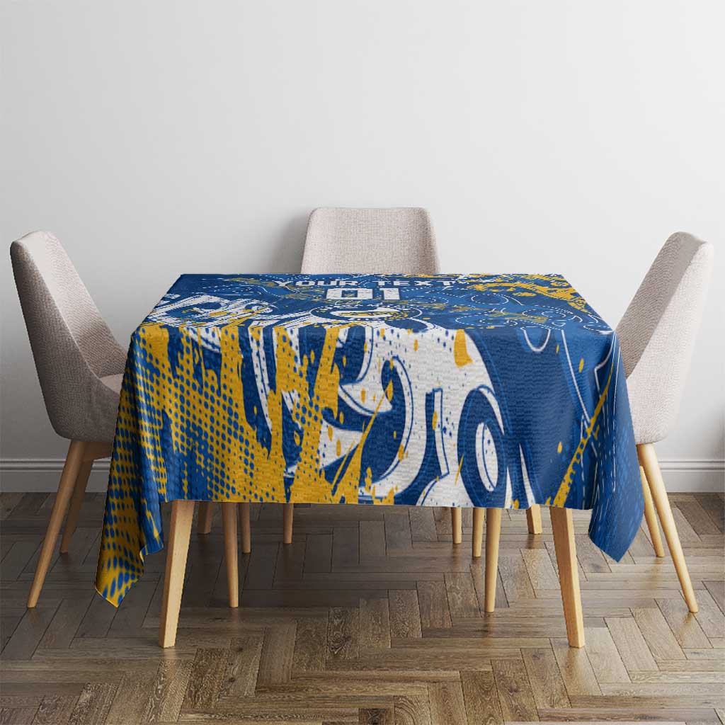 Personalized Parramatta Eels Rugby Tablecloth Urban Street Graffiti Style - Distressed Splatter Elements