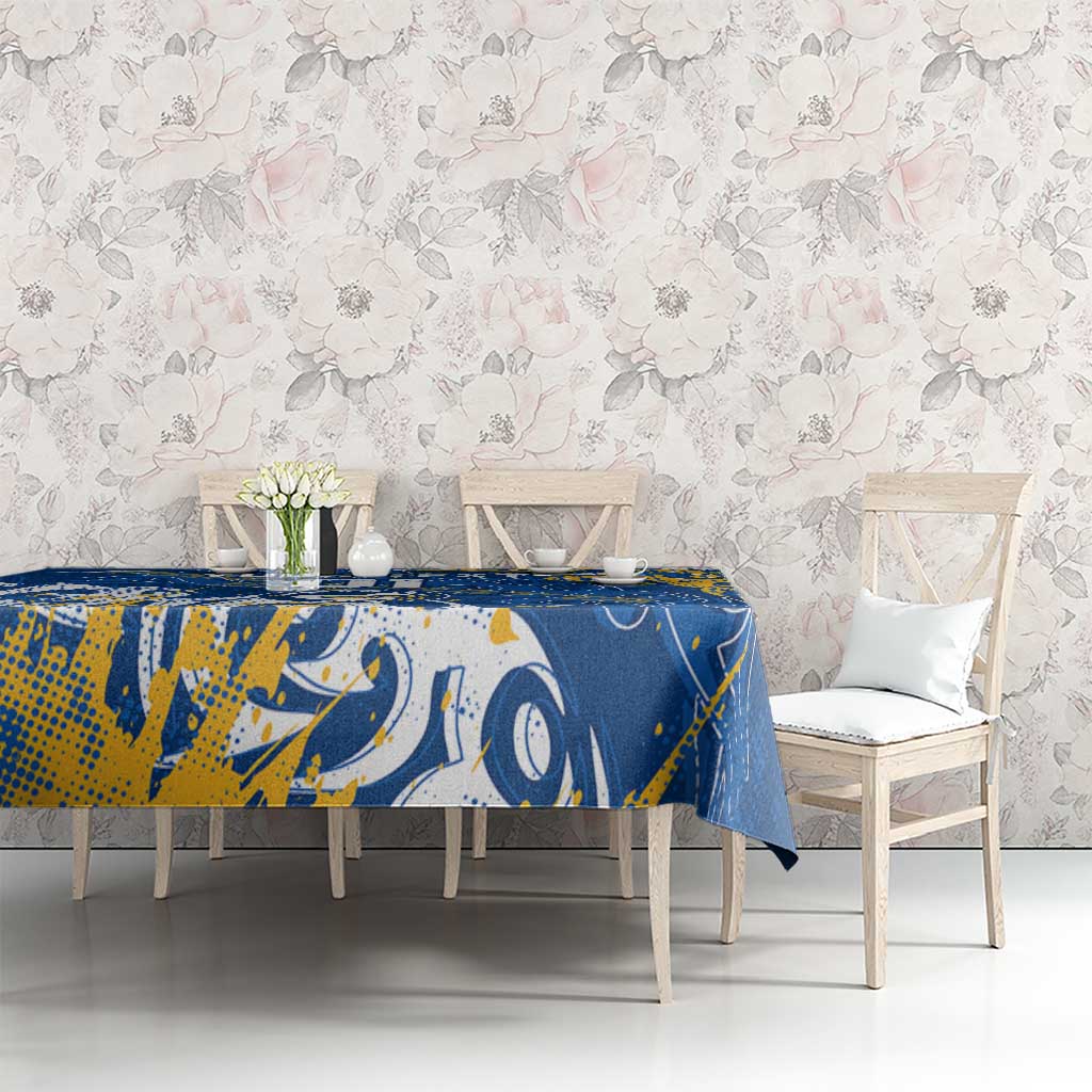 Personalized Parramatta Eels Rugby Tablecloth Urban Street Graffiti Style - Distressed Splatter Elements