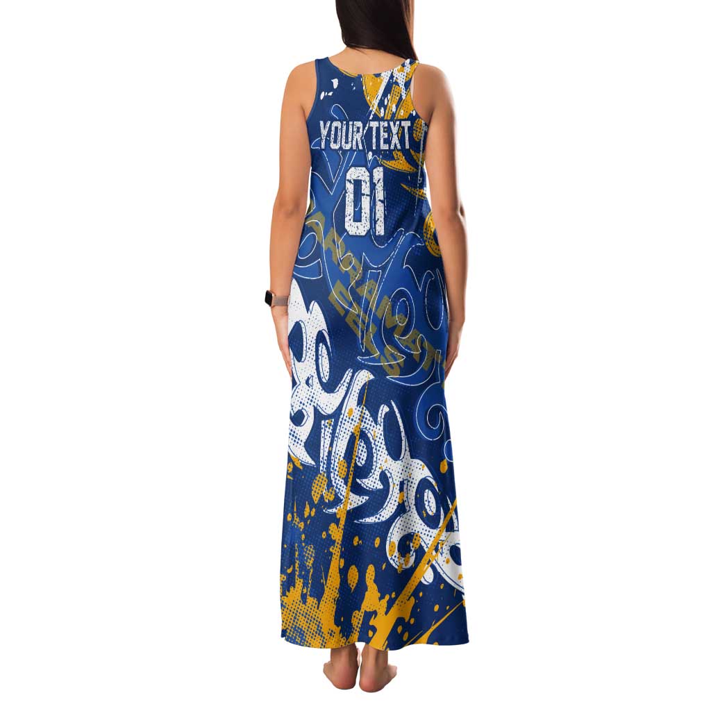 Personalized Parramatta Eels Rugby Tank Maxi Dress Urban Street Graffiti Style - Distressed Splatter Elements