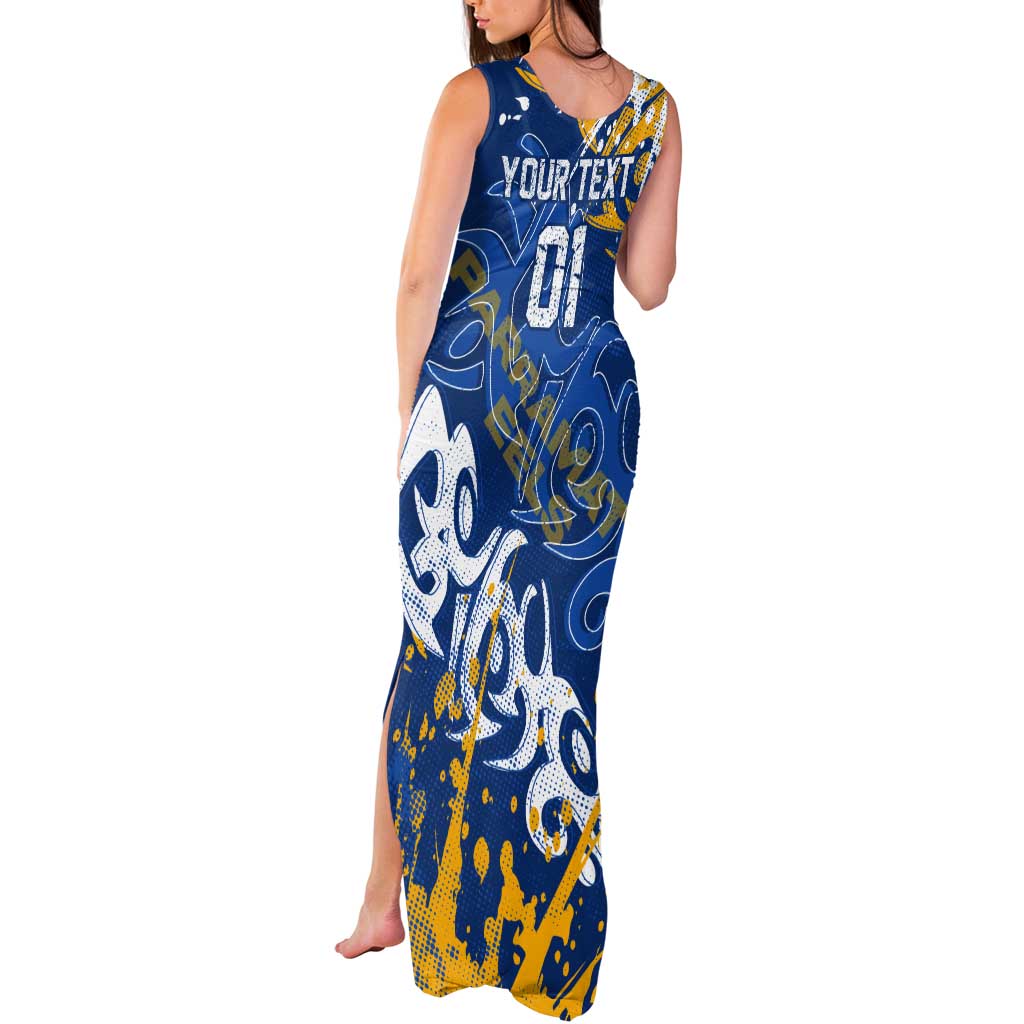 Personalized Parramatta Eels Rugby Tank Maxi Dress Urban Street Graffiti Style - Distressed Splatter Elements