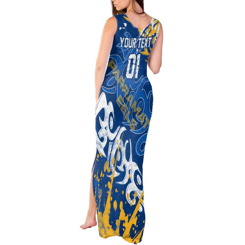 Personalized Parramatta Eels Rugby Tank Maxi Dress Urban Street Graffiti Style - Distressed Splatter Elements