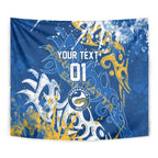 Personalized Parramatta Eels Rugby Tapestry Urban Street Graffiti Style - Distressed Splatter Elements
