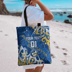Personalized Parramatta Eels Rugby Tote Bag Urban Street Graffiti Style - Distressed Splatter Elements