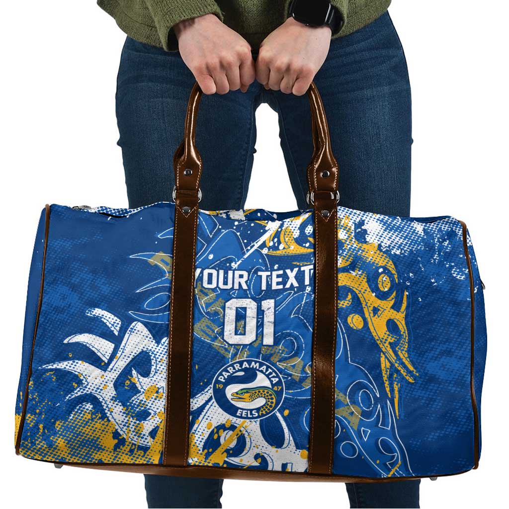 Personalized Parramatta Eels Rugby Travel Bag Urban Street Graffiti Style - Distressed Splatter Elements