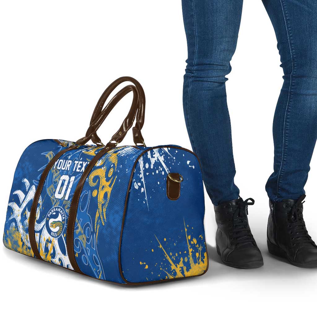 Personalized Parramatta Eels Rugby Travel Bag Urban Street Graffiti Style - Distressed Splatter Elements