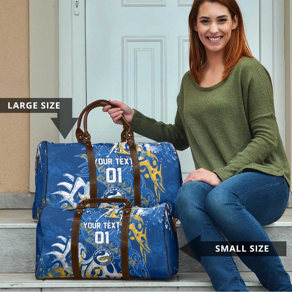 Personalized Parramatta Eels Rugby Travel Bag Urban Street Graffiti Style - Distressed Splatter Elements