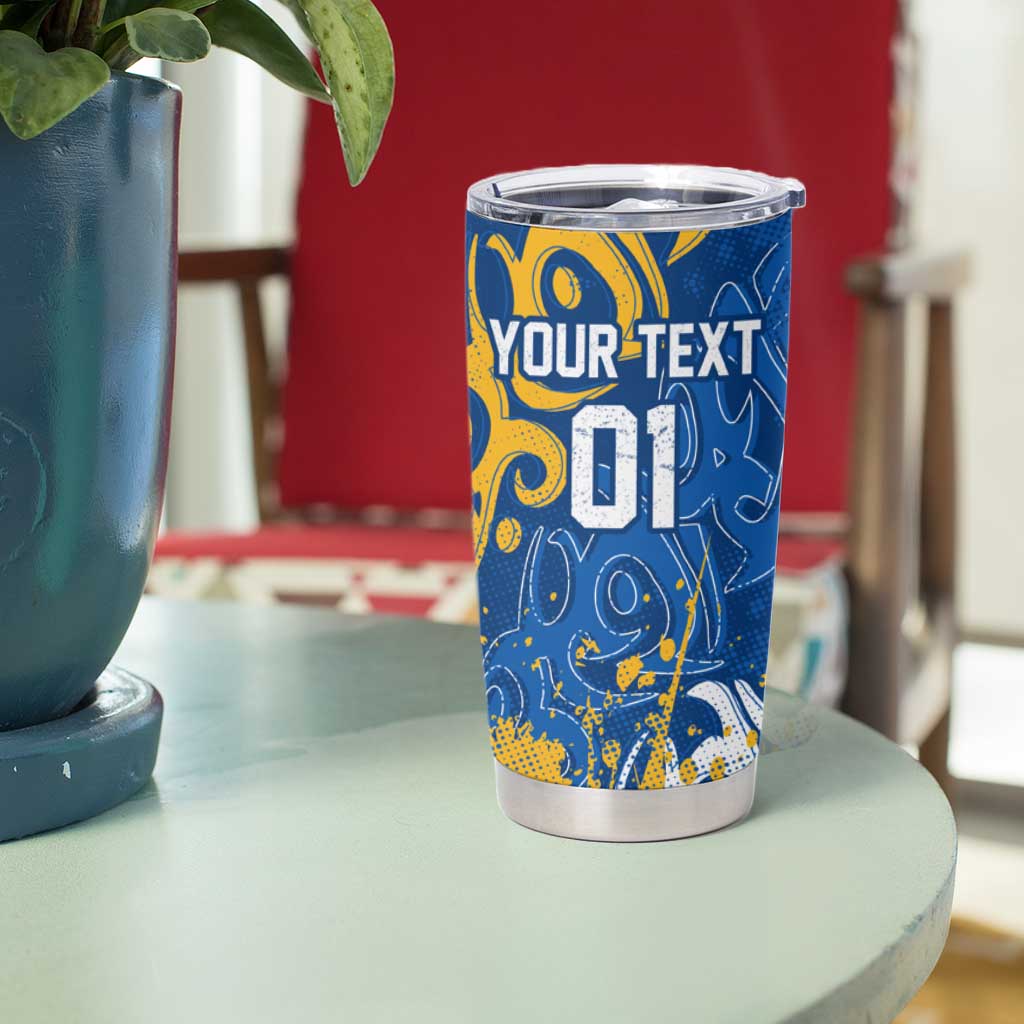 Personalized Parramatta Eels Rugby Tumbler Cup Urban Street Graffiti Style - Distressed Splatter Elements