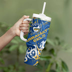 Personalized Parramatta Eels Rugby Tumbler With Handle Urban Street Graffiti Style - Distressed Splatter Elements