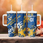 Personalized Parramatta Eels Rugby Tumbler With Handle Urban Street Graffiti Style - Distressed Splatter Elements