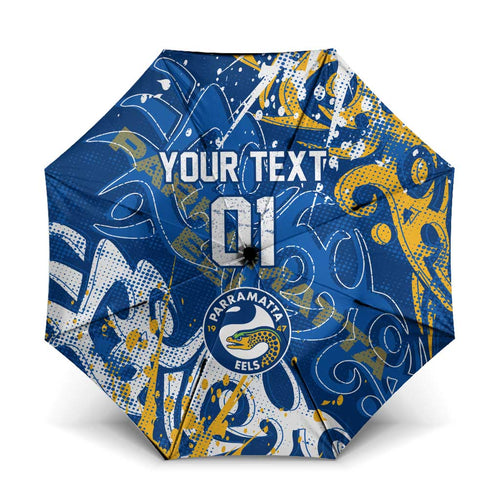 Personalized Parramatta Eels Rugby Umbrella Urban Street Graffiti Style - Distressed Splatter Elements