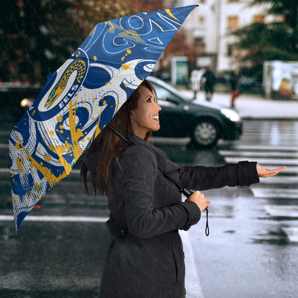 Personalized Parramatta Eels Rugby Umbrella Urban Street Graffiti Style - Distressed Splatter Elements