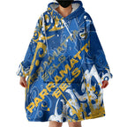 Personalized Parramatta Eels Rugby Wearable Blanket Hoodie Urban Street Graffiti Style - Distressed Splatter Elements