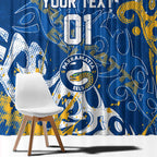 Personalized Parramatta Eels Rugby Window Curtain Urban Street Graffiti Style - Distressed Splatter Elements