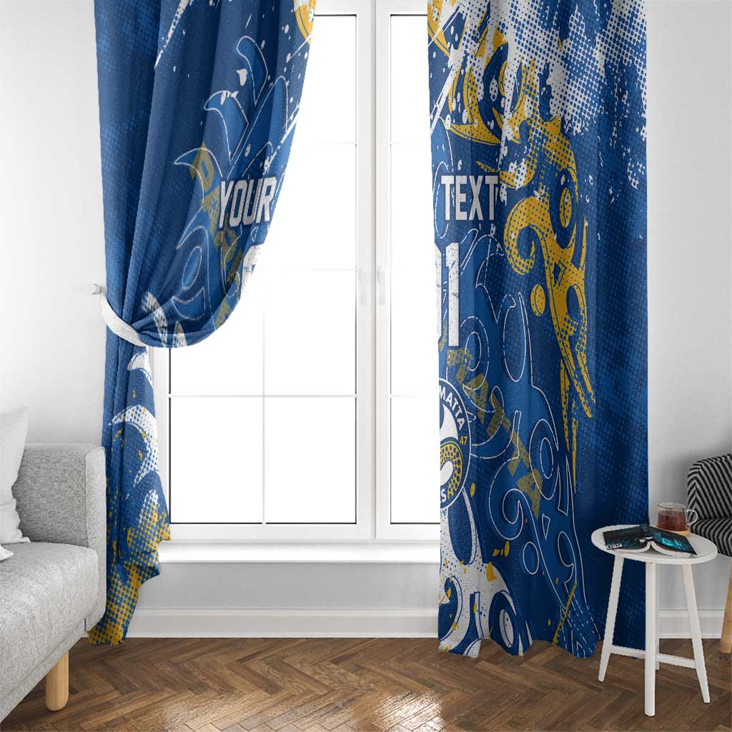 Personalized Parramatta Eels Rugby Window Curtain Urban Street Graffiti Style - Distressed Splatter Elements