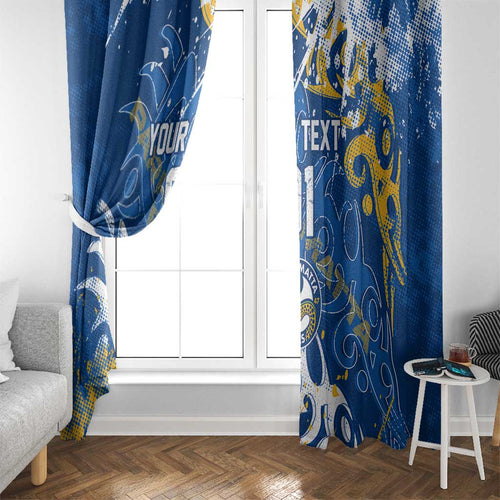 Personalized Parramatta Eels Rugby Window Curtain Urban Street Graffiti Style - Distressed Splatter Elements