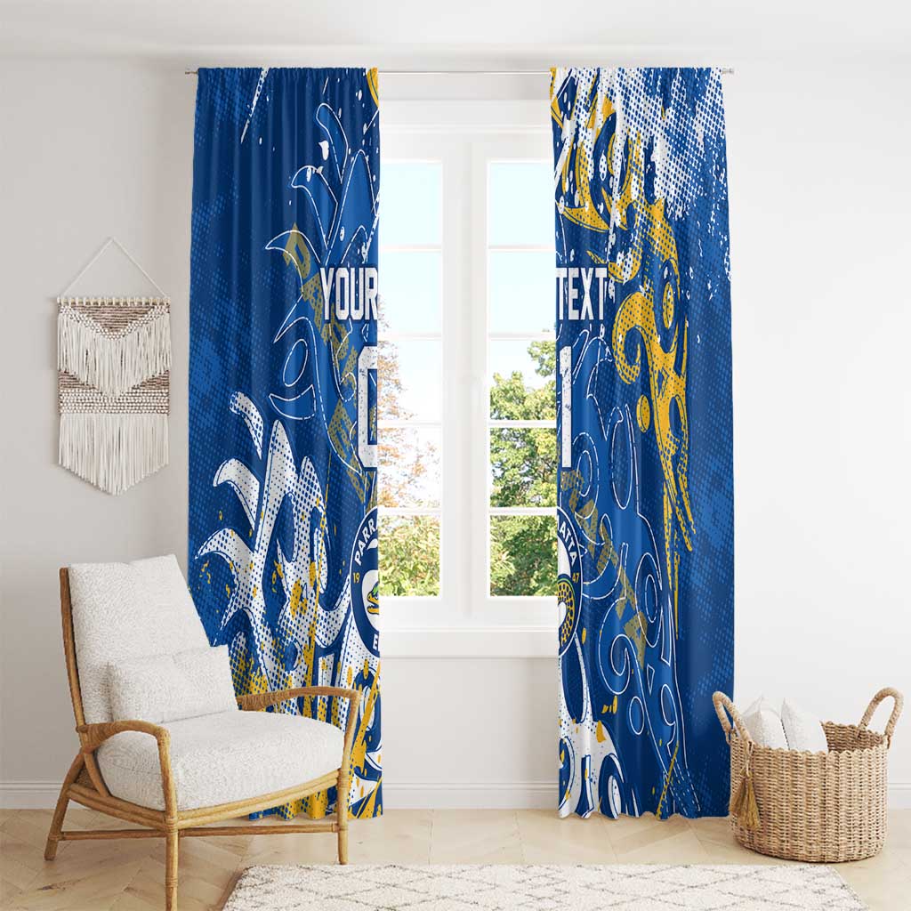 Personalized Parramatta Eels Rugby Window Curtain Urban Street Graffiti Style - Distressed Splatter Elements