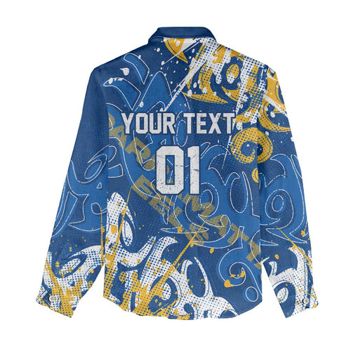 Personalized Parramatta Eels Rugby Women Casual Shirt Urban Street Graffiti Style - Distressed Splatter Elements