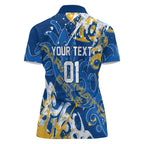 Personalized Parramatta Eels Rugby Women Polo Shirt Urban Street Graffiti Style - Distressed Splatter Elements