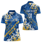 Personalized Parramatta Eels Rugby Women Polo Shirt Urban Street Graffiti Style - Distressed Splatter Elements