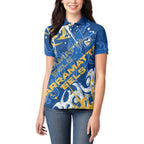 Personalized Parramatta Eels Rugby Women Polo Shirt Urban Street Graffiti Style - Distressed Splatter Elements