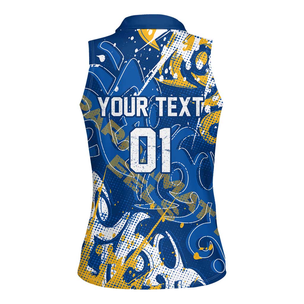 Personalized Parramatta Eels Rugby Women Sleeveless Polo Shirt Urban Street Graffiti Style - Distressed Splatter Elements